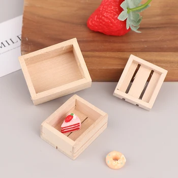 3pcs Miniatiūriniai Lėlių Medienos Dėžė Baldai, Virtuvės Medienos Augalinių Maisto produktų Laikymo Dėžutė Krepšelį Priedai Lėlės Namas Papuošalai Nuotrauka 1