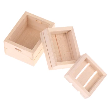 3pcs Miniatiūriniai Lėlių Medienos Dėžė Baldai, Virtuvės Medienos Augalinių Maisto produktų Laikymo Dėžutė Krepšelį Priedai Lėlės Namas Papuošalai Nuotrauka 4