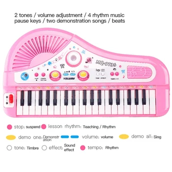 Vaikų Fortepijono Žaislas 37 Klavišus Skaitmeninės Muzikos Elektroninių Klaviatūra Elektrinis Pianinas Organų Mikrofonas Mokymosi Muzikos Instrumentas Nuotrauka 3
