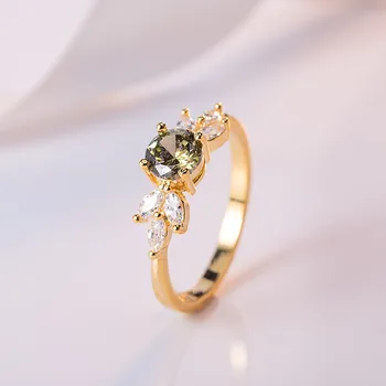 Prabangos Imitacija Meksikos Opalas Žiedai Moterims Aukso Alyvuogių Žalia Cirkonis Žiedai Nuotakos Vestuvių, Sužadėtuvių Papuošalai Nuotrauka 0