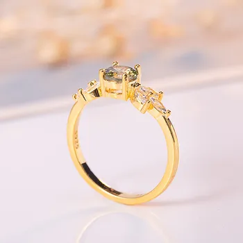 Prabangos Imitacija Meksikos Opalas Žiedai Moterims Aukso Alyvuogių Žalia Cirkonis Žiedai Nuotakos Vestuvių, Sužadėtuvių Papuošalai Nuotrauka 1