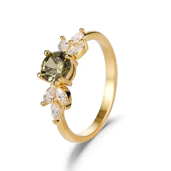 Prabangos Imitacija Meksikos Opalas Žiedai Moterims Aukso Alyvuogių Žalia Cirkonis Žiedai Nuotakos Vestuvių, Sužadėtuvių Papuošalai Nuotrauka 4