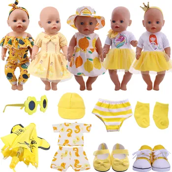2022 Lėlės Kūdikių Drabužiai Nauji Geltona Serija maudymosi kostiumėlį, Tinka 18 Colių Amerikos&43 Cm Atgimsta Lėlės, rusijos OG Mergina Lėlės 