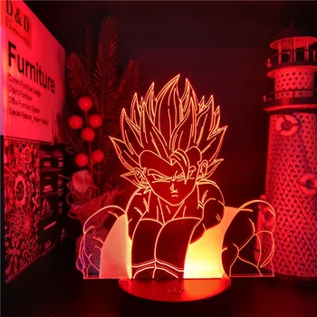 Dragon Ball Super Gogeta Krūtinė Anime 3D LED Lempos Akrilo RGB Neon Naktį Žibintai, Miegamojo, Stalo Dekoras Manga Vaikų Vaikams Gimtadienio Dovana Nuotrauka 0