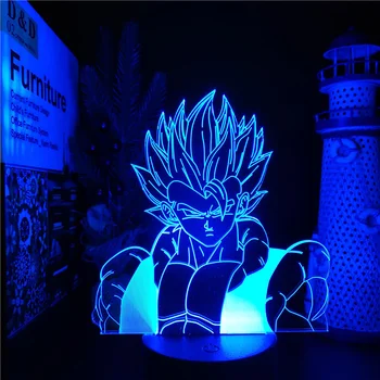 Dragon Ball Super Gogeta Krūtinė Anime 3D LED Lempos Akrilo RGB Neon Naktį Žibintai, Miegamojo, Stalo Dekoras Manga Vaikų Vaikams Gimtadienio Dovana Nuotrauka 4