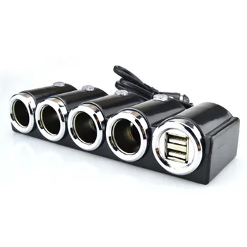 4 Būdas Dual USB Lizdas, Splitter Automobilio Cigarečių Degiklio Splitter kištukinis Adapteris, Įkroviklis Adapteris 12V/24V Nuotrauka 0