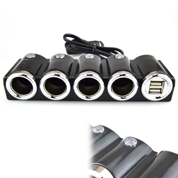 4 Būdas Dual USB Lizdas, Splitter Automobilio Cigarečių Degiklio Splitter kištukinis Adapteris, Įkroviklis Adapteris 12V/24V Nuotrauka 1