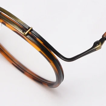 Peekaboo optiniai akiniai moterų retro stilius derliaus apvalus rėmo akiniai vyrams acetatas, skaidraus lęšio leopard skaidrus Nuotrauka 2