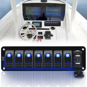 Atsparus vandeniui 8 Gauja Automobilių Valtis Marine LED Svirtinis Jungiklis, Skydelis Dual USB Įkroviklis Universalus Interjero atsarginės Dalys Nuotrauka 0