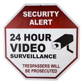 Saugos Įspėjimas - 24 Valandų Vaizdo Stebėjimo - Trespassers Bus patrauktas baudžiamojon atsakomybėn, Metalo apnašas Ženklas
