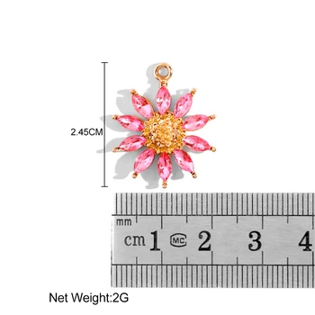 10vnt 24*21mm Spalvinga Kristalų Sun Flower Pakabukai, 