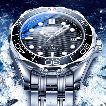 2022 Naujų Vėliau kaip Vyrų Mechaninė Žiūrėti Populiarių Nerūdijančio Plieno Blue Laikrodis Jaunų Stiliaus Naras Automatinis laikrodis Vyrams Dropshipping Nuotrauka 1