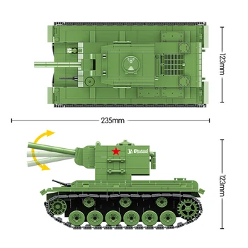 Karinės WW2 Sovietų KV-2 Sunkusis Tankas Kūrimo Bloką 818Pcs 
