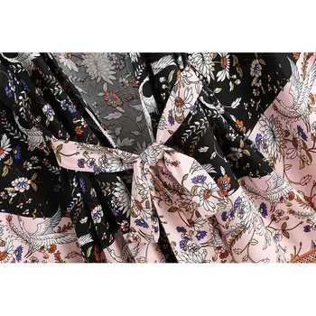 Boho Derliaus Multi Gėlių Spausdinti Varčias Kimono Moterų Bohemijos V Kaklo Batwing Rankovėmis Viskozė Happie Trumpas Chalatas Kimono Nuotrauka 3