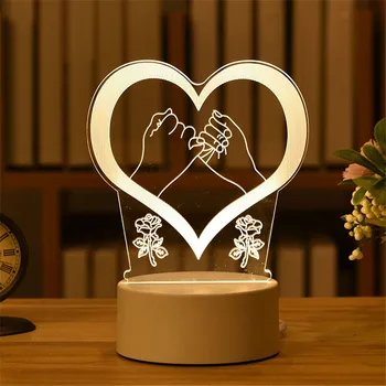 2021 Valentino Dienos Dovana 3D Meilės Lempos Akrilo Lokys Pakilo Naktį LED Šviesos Vaikai, Gimtadienio Dovana, Velykų Triušis Deco Vestuvių Dekoravimas