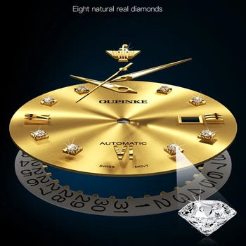 OUPINKE Prabanga Šveicarijos Judėjimo Laikrodžiai Vyrų Diamond Mechaninė Automatinė Originalus Laikrodis 50M atsparumas Vandeniui Safyras Veidrodis Nuotrauka 1