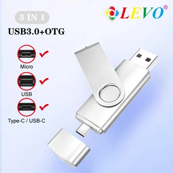 Hotsale C TIPO OTG USB Flash Drive 3 IN 1 Tipas, C Pen Diskas 128GB 64GB 32GB 16GB USB 3.0 Pendrive Tipo C Prietaisas