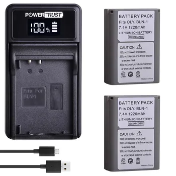 2vnt 1220mAh BLN-1 PS-BLN1 BLN1 Skaitmeninis Baterija ir Kroviklis skirtas Olympus OM-D E-M1, OM-D E-M5, Pen E-P5 Baterijos Nuotrauka 0