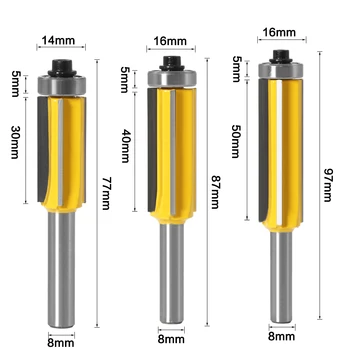 8mm Trim Flush tiek Z4 Modelio Maršrutizatorių, Tiek Top & Bottom Guolių Bitų Frezavimo Pjovimo Mediena, Medienos Kirtimo