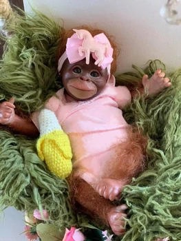45CM Reborn Baby Monkey Orangutans Tikroviška Minkštos Džiugu Minkštas Kūno Kolekcionuojamos Lėlės, Meno Dovanos Suaugusiems Nuotrauka 3