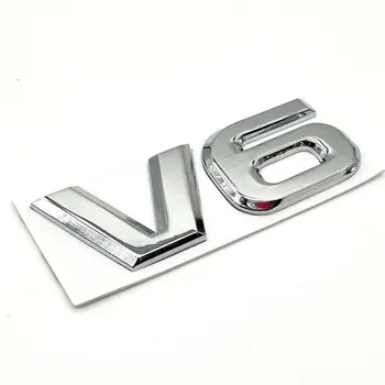 Automobilio Stilius Metalo V6 Variklis Logotipas, Emblema Kamieno Sporto Turbo Auto Ženklelis 3D Lipdukas, Decal Priedai Nuotrauka 1