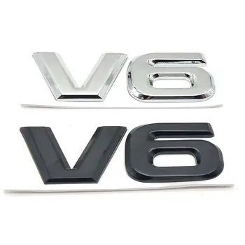 Automobilio Stilius Metalo V6 Variklis Logotipas, Emblema Kamieno Sporto Turbo Auto Ženklelis 3D Lipdukas, Decal Priedai Nuotrauka 3